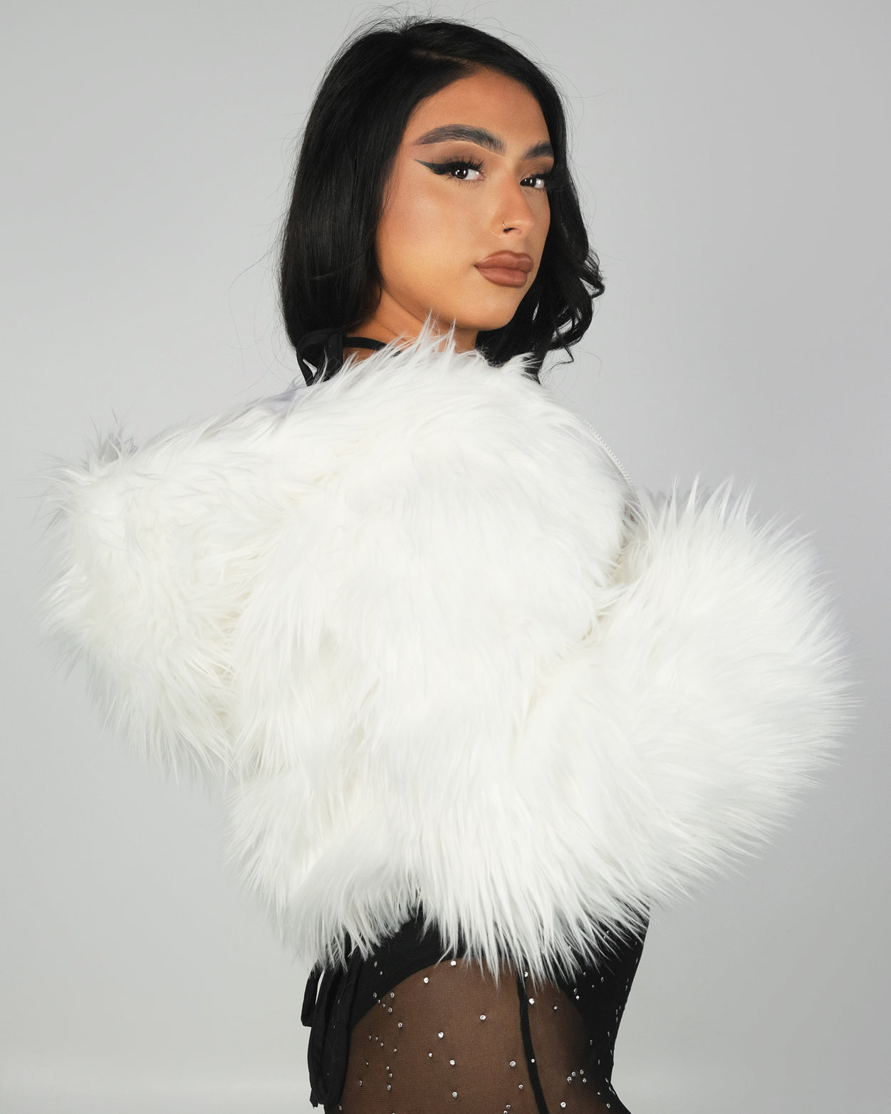 White 2025 furry jacket