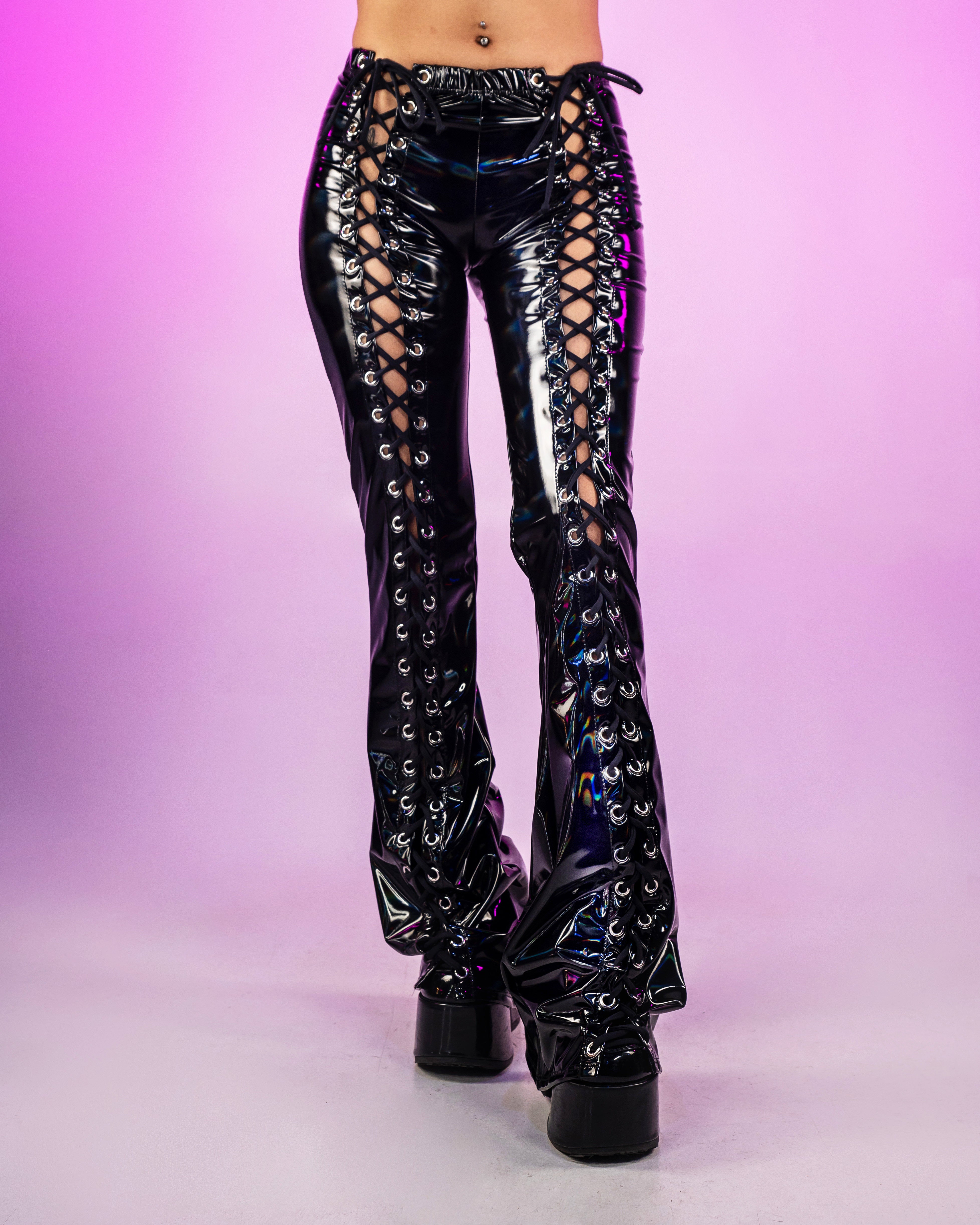 Vinyl lace outlet up pants