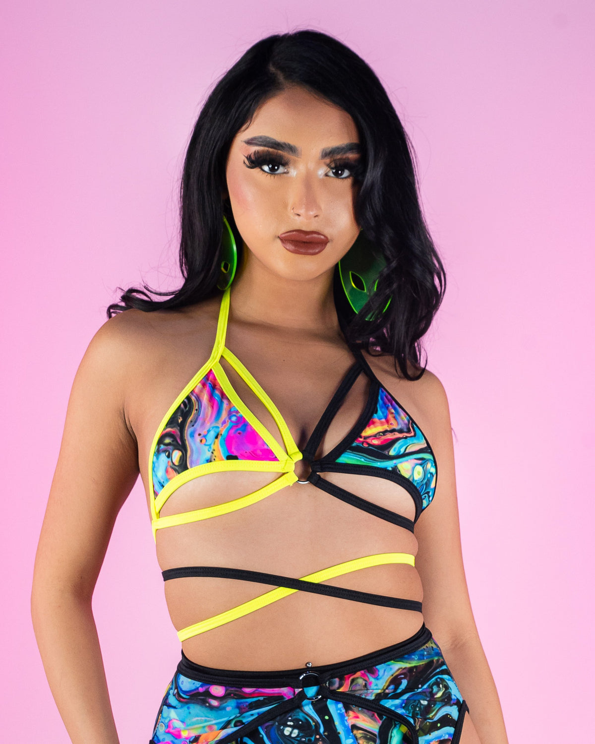 Toxic Rainbow Wrap Bralette / Rave Top – Electric Couture Dolls