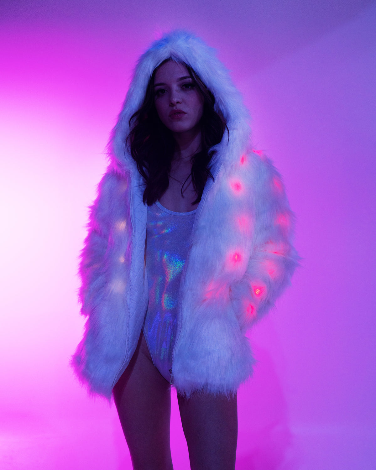 Women's Hooded Faux Fur Coats