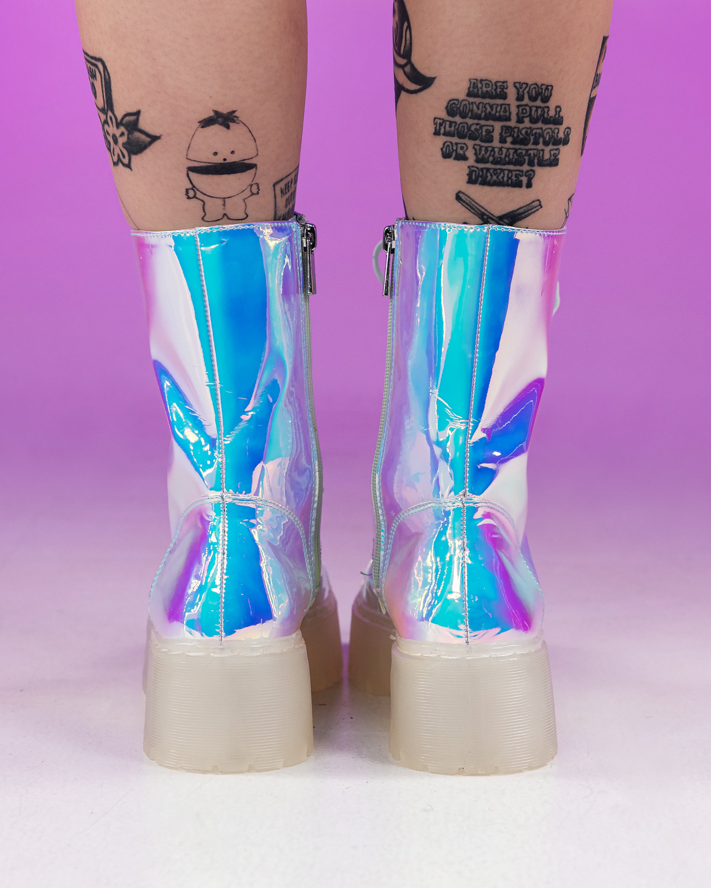 Holographic shop rave boots