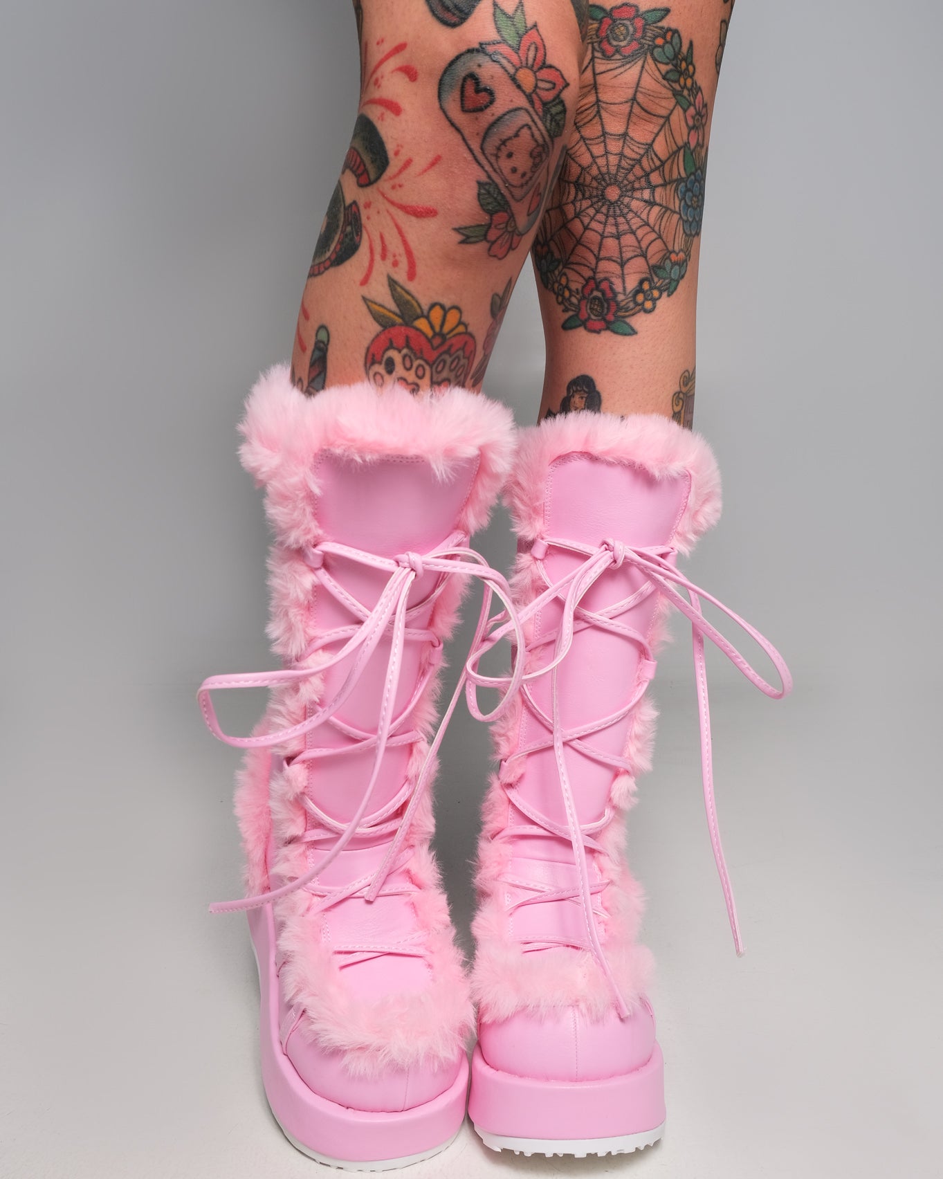 Pink faux 2025 fur boots