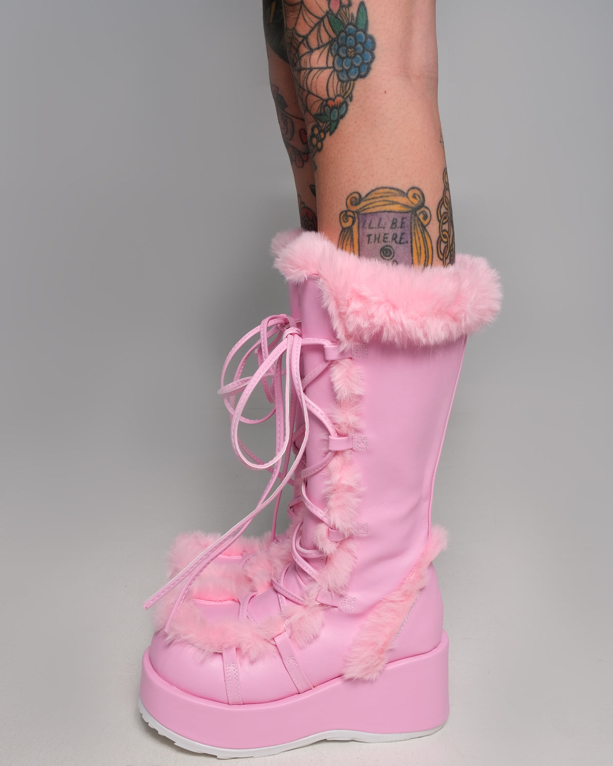 Light pink fur store boots