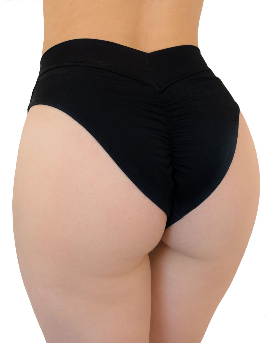 Second Skin Ruched Bum Tie Up Shorts - Black - ShopperBoard