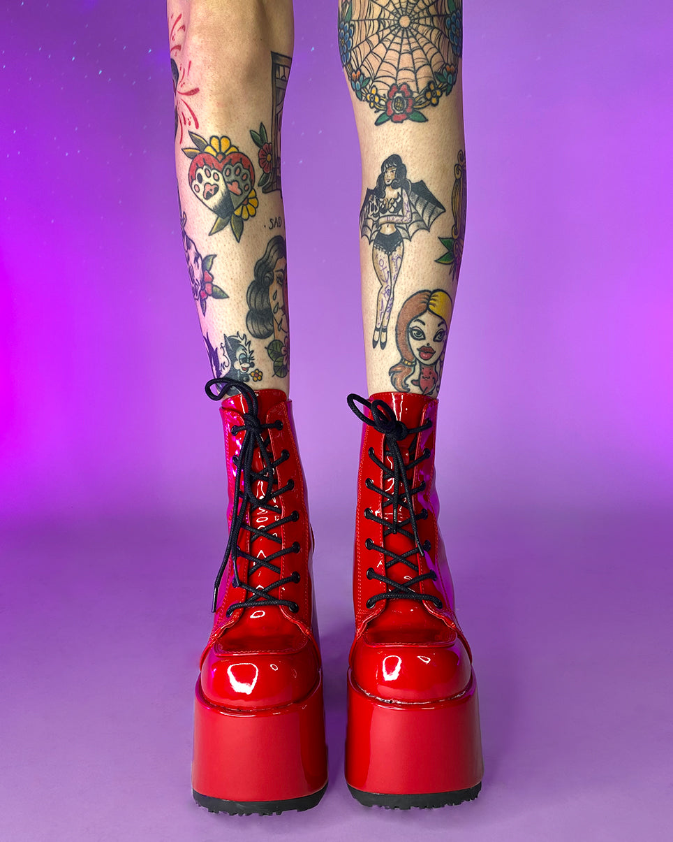 Demonia best sale patent boots