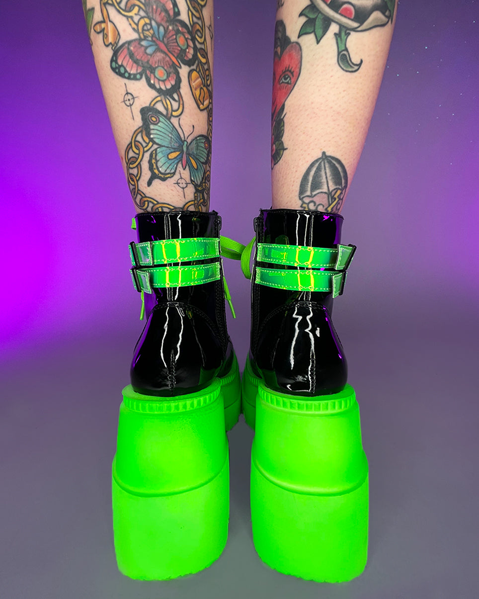 Lime green platform shoes best sale