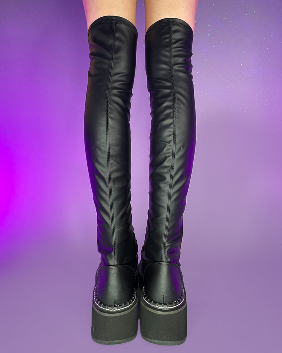Demonia Emily Black Thigh-High Boots – Rave Wonderland